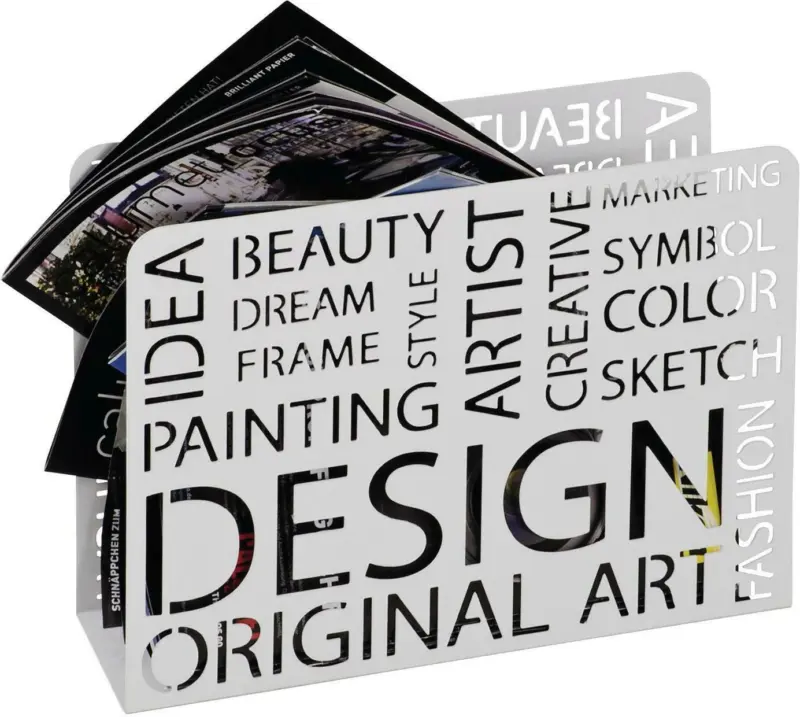 Zeitungsständer Design aus Stahl in Weiß