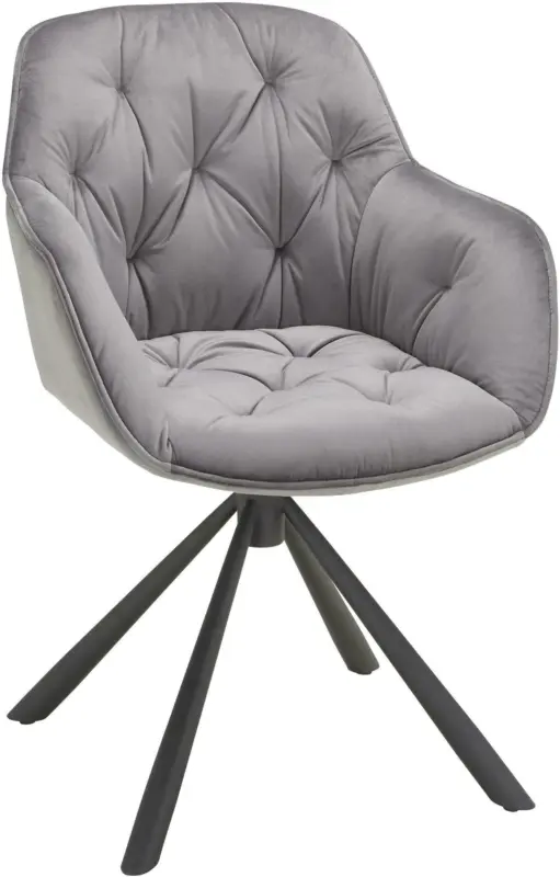 Armlehnstuhl aus Samt in Grau