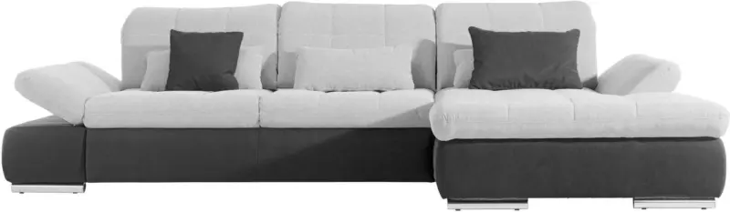 Wohnlandschaft in Grau mit Bettfunktion