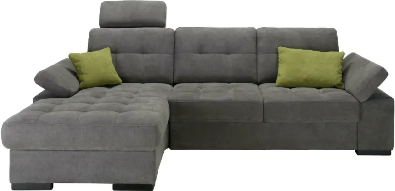 Wohnlandschaft in Grau mit Bettfunktion