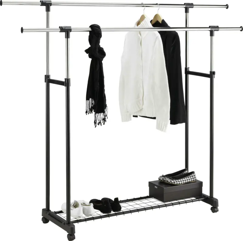 Kleiderwagen Chromfarben/Schwarz