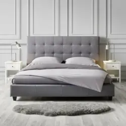 Polsterbett 'Frederico', ca.180x200cm, hellgrau