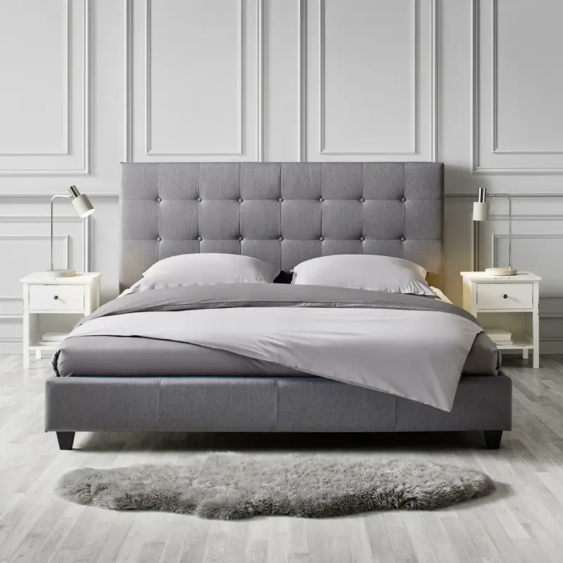 Polsterbett 'Frederico', ca.180x200cm, hellgrau