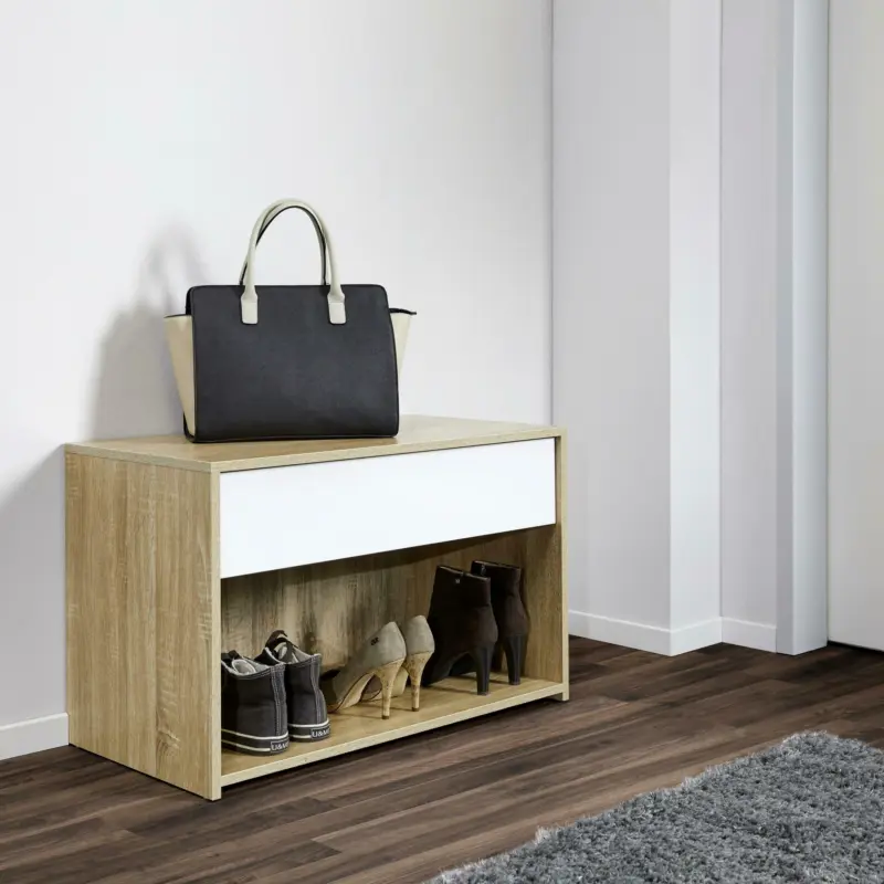 Schuhregal 'Basic', weiß/eichefarben
