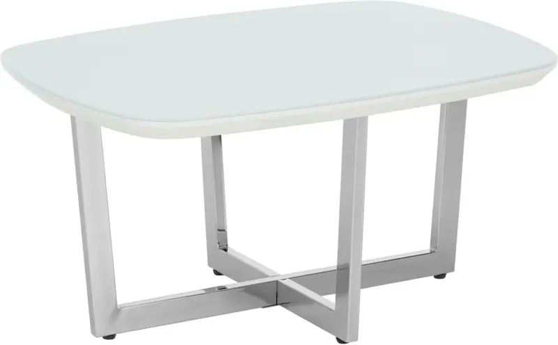 Couchtisch in Weiß mit Glasplatte