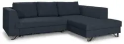 Wohnlandschaft in Dunkelblau mit Bettfunktion