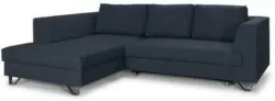 Wohnlandschaft in Dunkelblau mit Bettfunktion