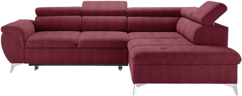 Wohnlandschaft in Rot mit Bettfunktion