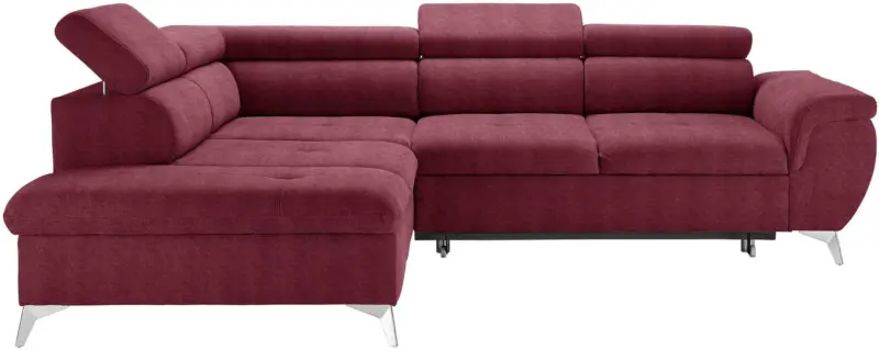 Wohnlandschaft in Rot mit Bettfunktion
