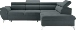 Wohnlandschaft in Anthrazit mit Bettfunktion