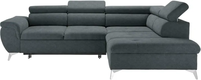 Wohnlandschaft in Anthrazit mit Bettfunktion