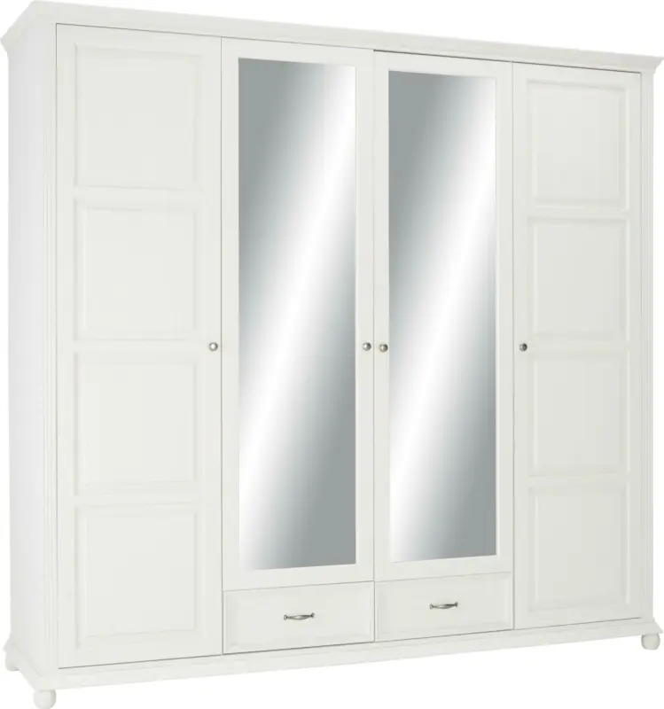 Drehtürenschrank in Weiß aus Massiv Holz