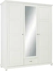 Drehtürenschrank in Weiß mit Spiegel