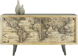 Sideboard Massiv mit Weltkartendesign