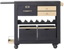 Servierwagen aus Metall/Akazie Massiv