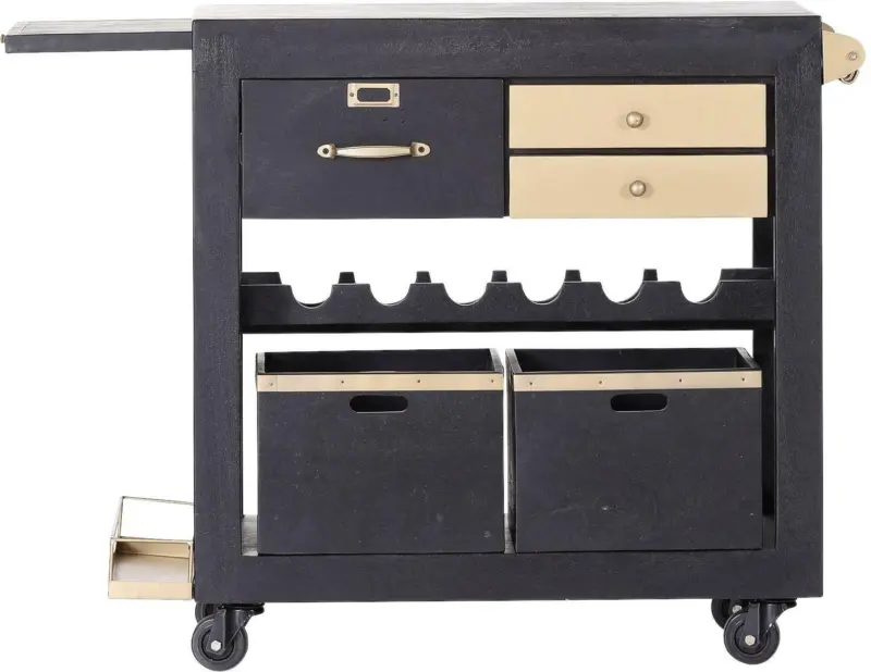 Servierwagen aus Metall/Akazie Massiv