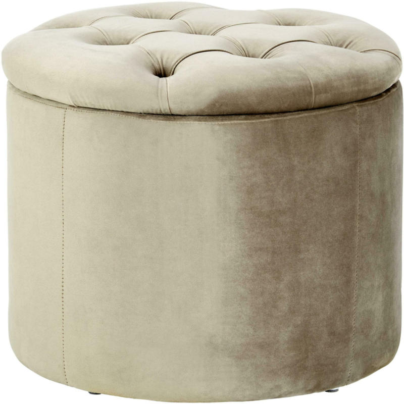 Hocker aus Samt in Taupe