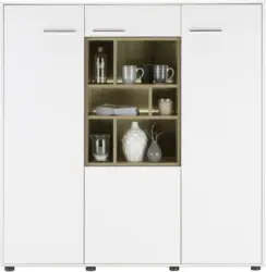Highboard in Weiß/Eichefarben