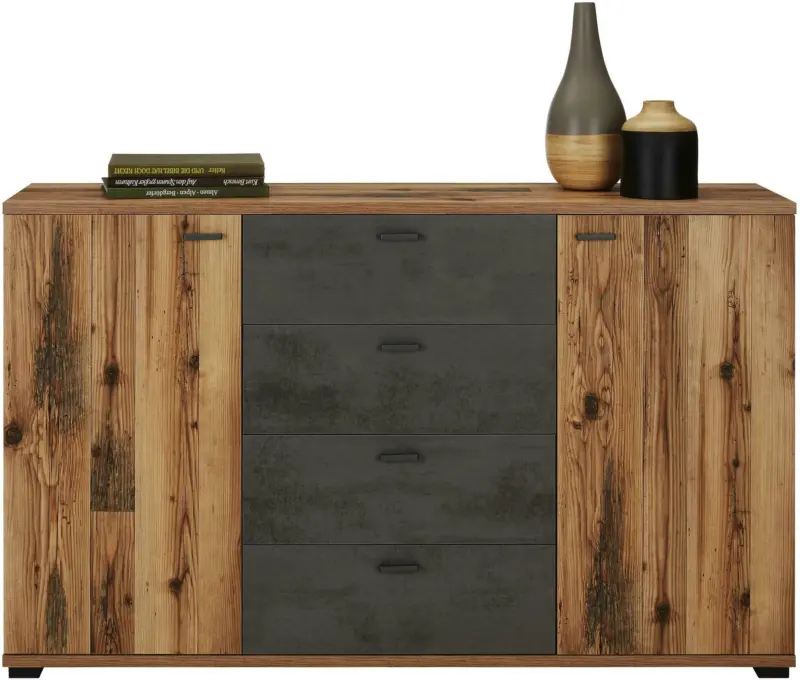 Kommode in Antrazit/Eichefarben