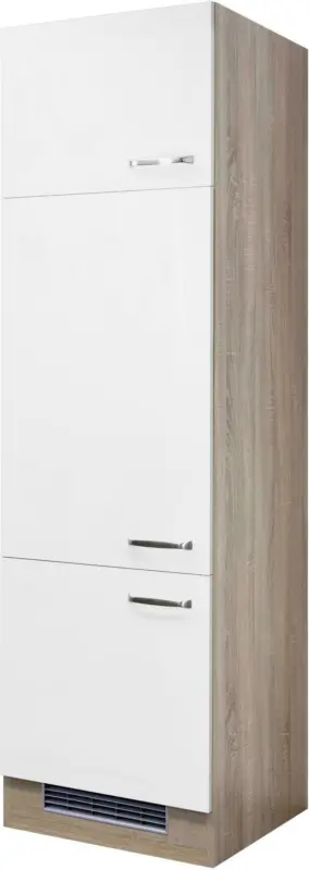 Geräteumbauschrank Weiß Hochglanz/Eiche