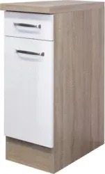 Küchenunterschrank Weiß Hochglanz/Eiche