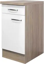 Küchenunterschrank Weiß Hochglanz/Eiche