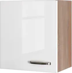 Küchenoberschrank Weiß Hochglanz/Eiche