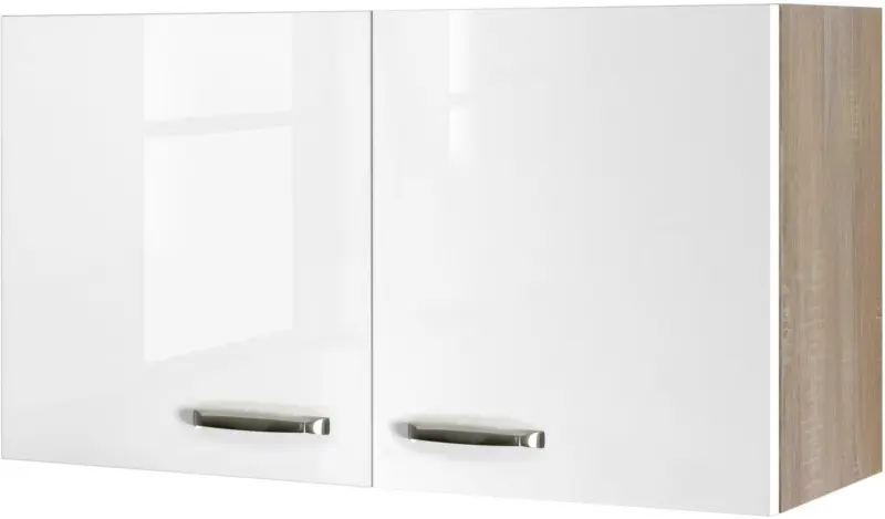 Küchenoberschrank Weiß Hochglanz/Eiche