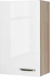 Küchenoberschrank Weiß Hochglanz/Eiche