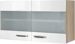 Küchenoberschrank Weiß Hochglanz/Eiche
