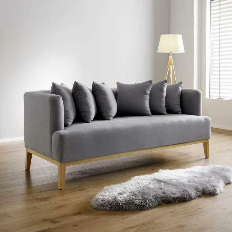 Sofa 'Mina' inkl. Kissen, hellgrau