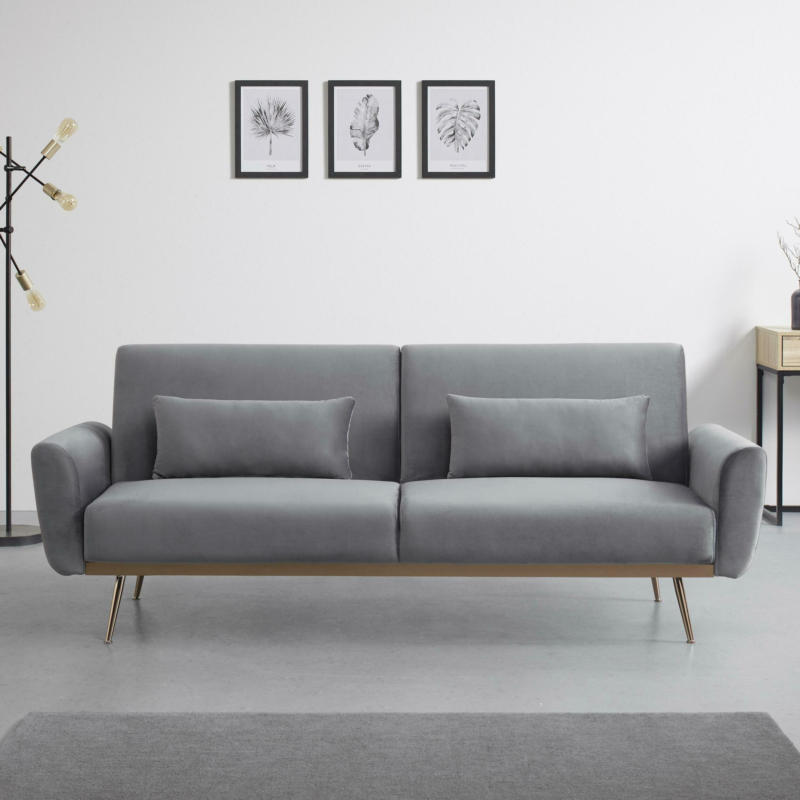 Sofa 'Guilia' mit Schlaffunktion, grau