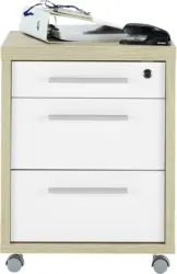 Rollcontainer in Weiß/Eichefarben