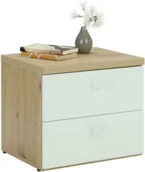 Nachtkästchen in Weiß/Eichefarben