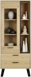Vitrine in Eichefarben teilmassiv