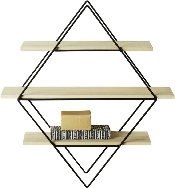 Wandregal Schwarz/Naturfarben