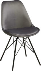 Stuhl aus Samt in Grau/Schwarz