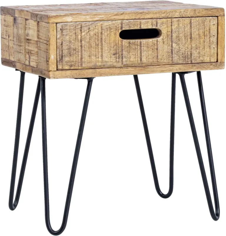 Nachtkästchen in Natur/Schwarz