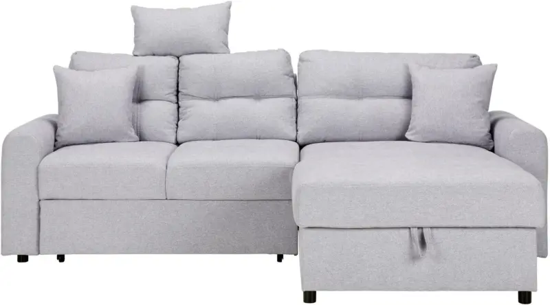 Wohnlandschaft in Grau mit Schlaffunktion