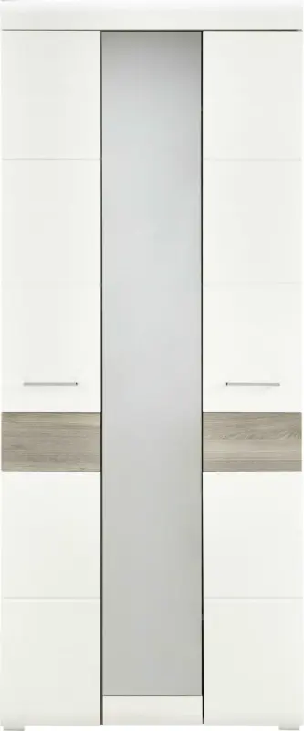 Garderobenschrank in Silbereiche/Weiß