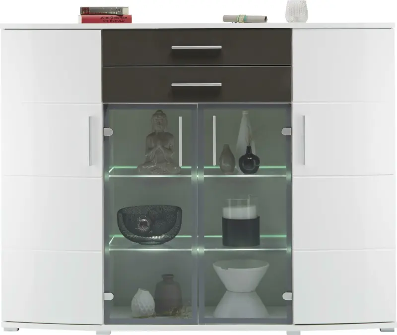 Highboard in Weiß/Grau Hochglanz