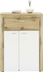 Schuhschrank in Weiß/Eichefarben