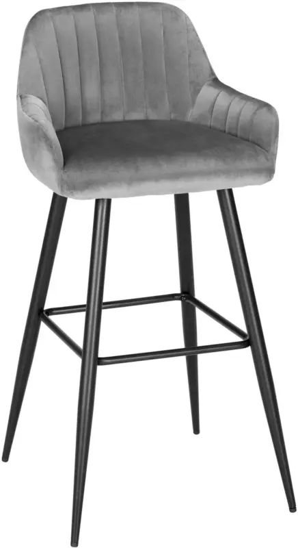 Barhocker aus Samt in Grau