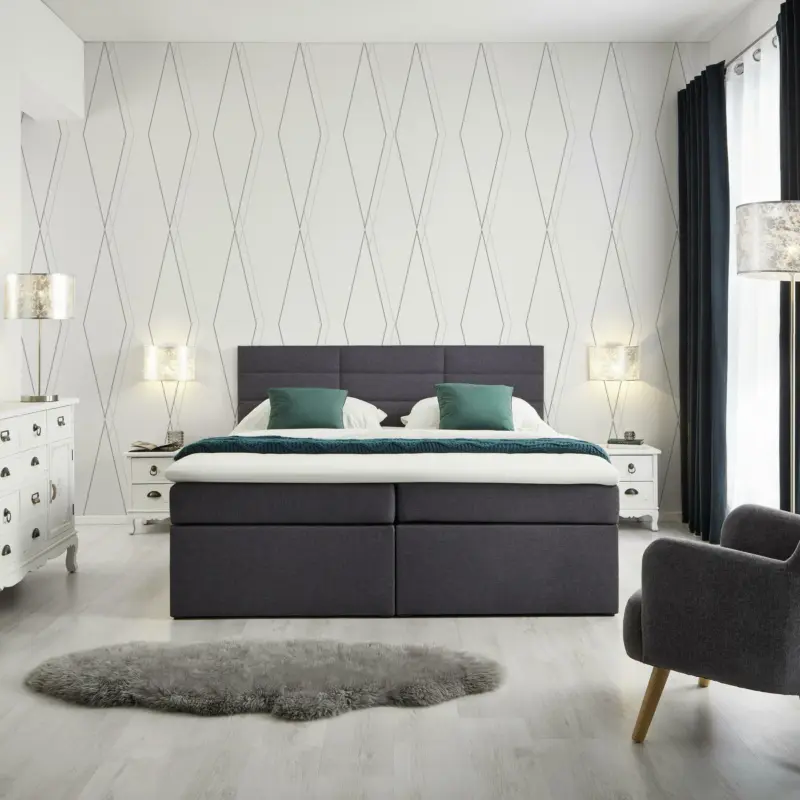 Boxspringbett 'Lisa' inkl. Topper, ca.180x200cm, grau