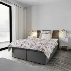 Boxspringbett 'Lisa' inkl. Topper, ca.140x200cm, grau