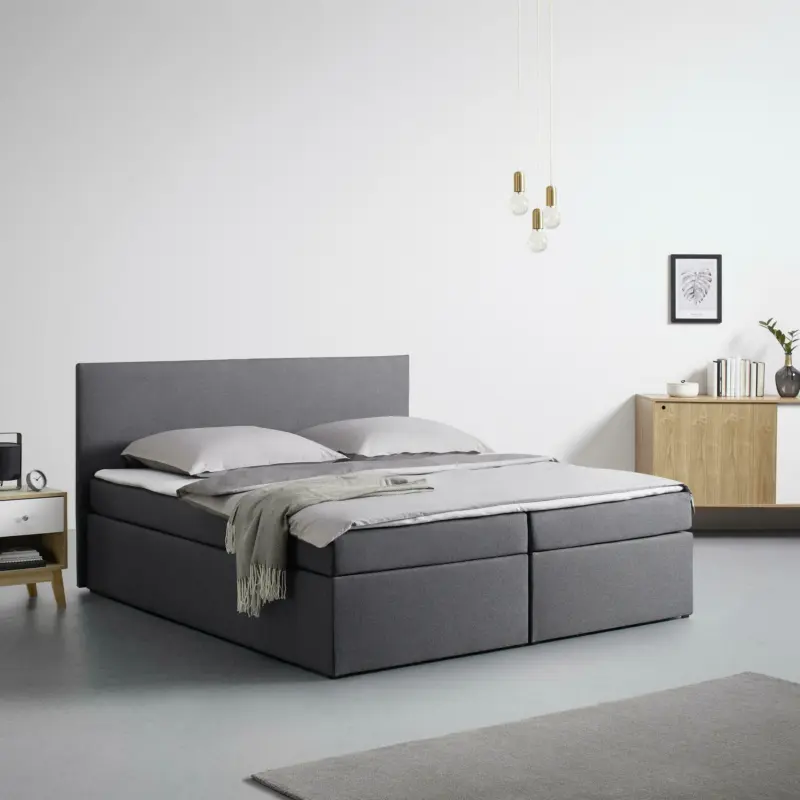 Boxspringbett 'Lucy 2' inkl. Topper, ca.180x200cm, grau