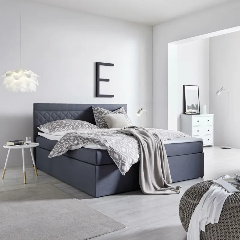 Boxbett 'Rosa' inkl. Topper, ca180x200cm, anthrazit