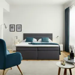 Boxbett 'Rosa' inkl. Topper, ca.180x200cm, grau