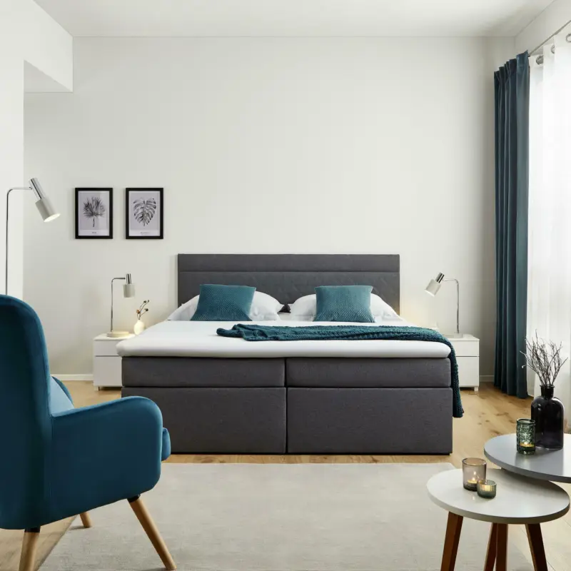 Boxbett 'Rosa' inkl. Topper, ca.180x200cm, grau