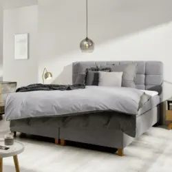 Boxspringbett 'Jerry' inkl. Topper, ca180x200cm, grau